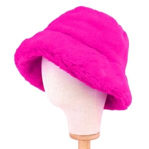 Pink Fur Bucket Hat Style Simple Casual